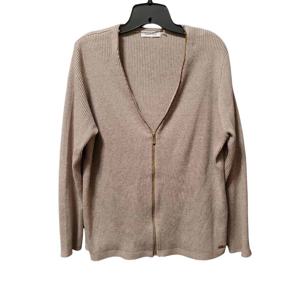 Calvin KleinTaupe Zip-up Sweater L